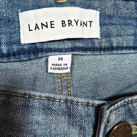 Lane Bryant Womens Plus Size 24 Mid- rise Boyfriend capri Blue Denim Jeans - Picture 3 of 11